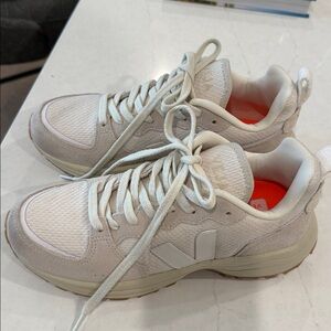 Veja Off-White and Light Tan Sneakers